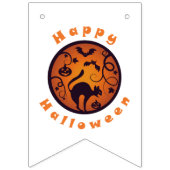 ハッピーハローウィンランタンブラックキャットスパイダーとこうもり バンティングフラッグ (第1の旗)