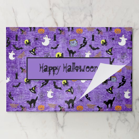 ハッピーハローウィンランダムな象徴的なパターン紫 ペーパーパッド (折り畳み)