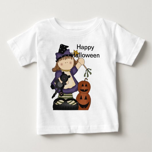 ハッピーハローウィンリトルウィッチ長袖 ベビーTシャツ (正面)