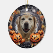 ハッピーハローウィンリースとカボチャカスタムの写真 セラミックオーナメント (左)