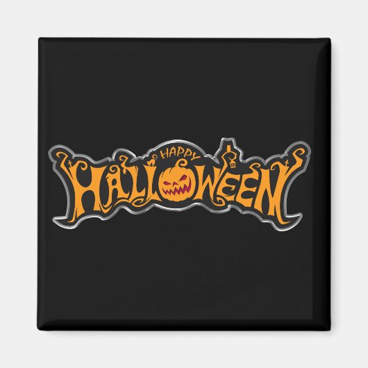 ハッピーハローウィンルビーアイパンプキンシルバーフレーム マグネット (正面)