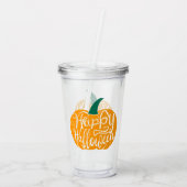 ハッピーハローウィンレタリングオン彫りカボチャ アクリルタンブラー (裏面)