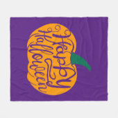 ハッピーハローウィンレタリングオン彫りカボチャ フリースブランケット (正面(横))