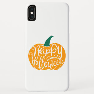 ハッピーハローウィンレタリングオン彫りカボチャ iPhone XS MAXケース
