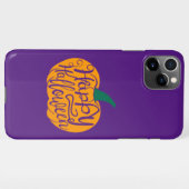 ハッピーハローウィンレタリングオン彫りカボチャ iPhoneケース (裏面横)