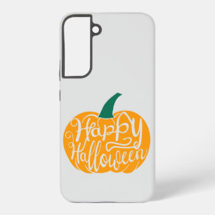 ハッピーハローウィンレタリングオン彫りカボチャ SAMSUNG GALAXY S22+ケース