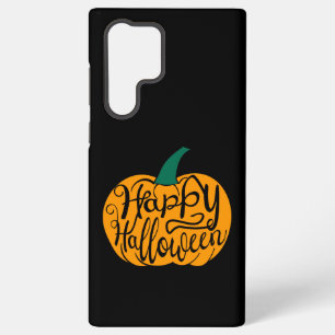 ハッピーハローウィンレタリングオン彫りカボチャ SAMSUNG GALAXY S22 ULTRAケース