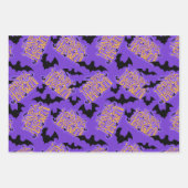 ハッピーハローウィンレタリング紫 ラッピングペーパーシート (正面)