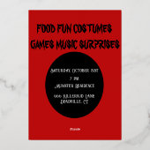 ハッピーハローウィンレッドブラック金ゴールド 箔招待状 (裏面)