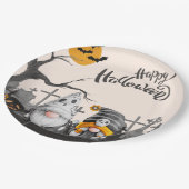 ハッピーハローウィンレトロ格言イン墓地 ペーパープレート (アングル)