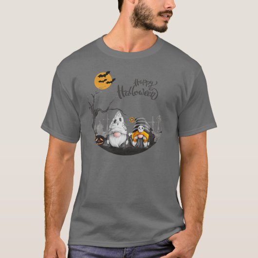ハッピーハローウィンレトロ格言イン墓地 Tシャツ (正面)