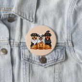 ハッピーハローウィンロットワイラードッグハロウィーンのカボチャのちょうちん 缶バッジ (インサイチュ)