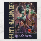 ハッピーハローウィンワインギフト、フランケンシュタインの花嫁 ワインラベル (シングルラベル)