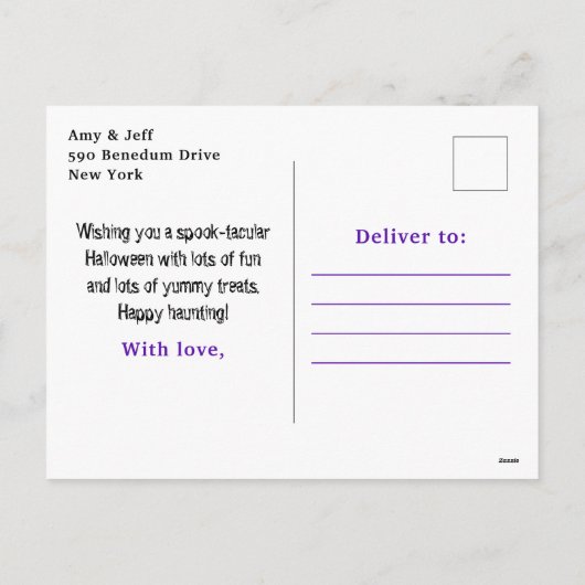 ハッピーハローウィンヴァンパイアーズパープル シーズンポストカード (裏面)