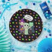 ハッピーハローウィンヴァンパイア、魔女ミイラ水玉模様 ペーパープレート (パーティー)