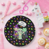 ハッピーハローウィンヴァンパイア、魔女ミイラ水玉模様 ペーパープレート (パーティー)