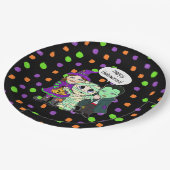 ハッピーハローウィンヴァンパイア、魔女ミイラ水玉模様 ペーパープレート (アングル)