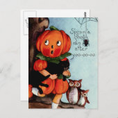 ハッピーハローウィンヴィンテージイラストレーション ポストカード (正面/裏面)