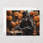 ハッピーハローウィンヴィンテージスケルトンモダン、自転車 ポストカード (正面/裏面)