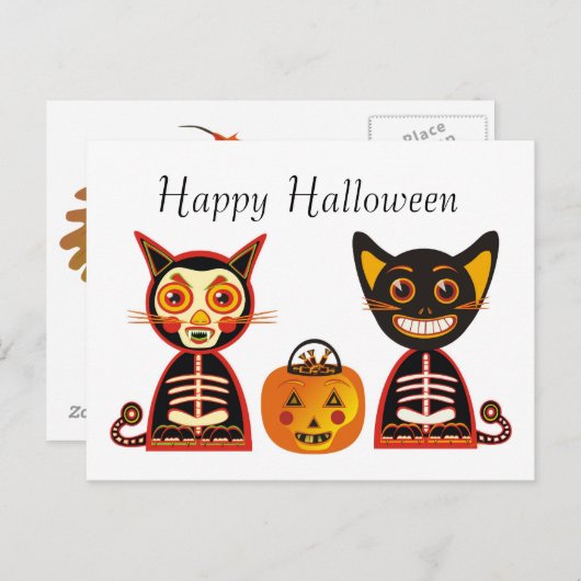 ハッピーハローウィンヴィンテージスタイル ポストカード (正面/裏面)