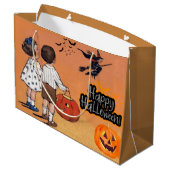 ハッピーハローウィンヴィンテージチャイルドウィッチカボチャ ラージペーパーバッグ (裏面アングル)