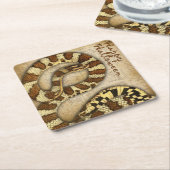 ハッピーハローウィンヴィンテージヘビのコースター スクエアペーパーコースター (アングル)