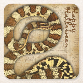 ハッピーハローウィンヴィンテージヘビのコースター スクエアペーパーコースター