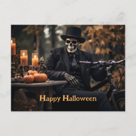 ハッピーハローウィンヴィンテージtuxedoのスケルトン ポストカード
