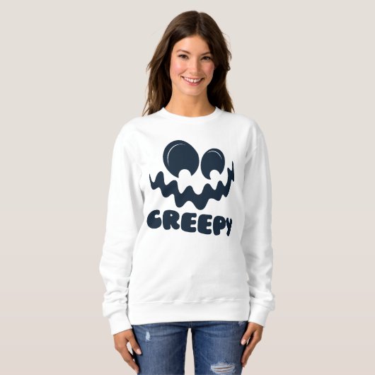 ハッピーハローウィン不気味おもしろい顔 スウェットシャツ (正面フル)