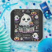 ハッピーハローウィン不気味かわいい幽霊 ペーパープレート (パーティー)