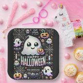 ハッピーハローウィン不気味かわいい幽霊 ペーパープレート (パーティー)
