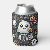 ハッピーハローウィン不気味かわいい幽霊 缶クーラー (缶正面)