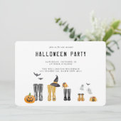 ハッピーハローウィン不気味かわいい水色パーティー 招待状 (スタンド正面)