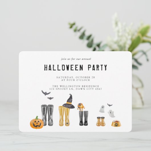 ハッピーハローウィン不気味かわいい水色パーティー 招待状 (スタンド正面)