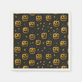 ハッピーハローウィン不気味なカボチャの漫画の暗い スタンダードカクテルナプキン