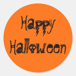 ハッピーハローウィン不気味なスクリプト文字シール ラウンドシール