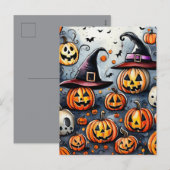 ハッピーハローウィン不気味なトリートまたはトリックデザイン シーズンポストカード (正面/裏面)