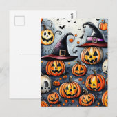 ハッピーハローウィン不気味なトリートまたはトリックデザイン ポストカード (正面/裏面)