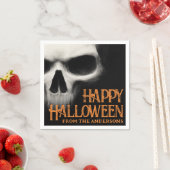 ハッピーハローウィン不気味な幽霊スカルブラックオレンジ スタンダードカクテルナプキン (インサイチュ)