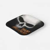 ハッピーハローウィン不気味な幽霊スカルブラックオレンジ ペーパープレート (傾斜あり)