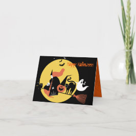 ハッピーハローウィン不気味な漫画おもしろい折り シーズンカード