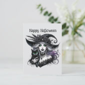 ハッピーハローウィン不気味な魔女カスタマイズ シーズンポストカード (スタンド正面)