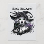 ハッピーハローウィン不気味な魔女カスタマイズ シーズンポストカード (正面)