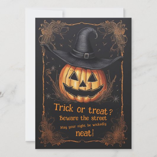 ハッピーハローウィン不気味のトリックまたは挨拶 カード (正面)