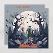 ハッピーハローウィン不気味へのパーティーパス 招待状 (正面/裏面)