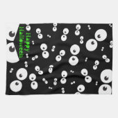 ハッピーハローウィン不気味アイおもしろいブラックイラストレーション キッチンタオル (横)