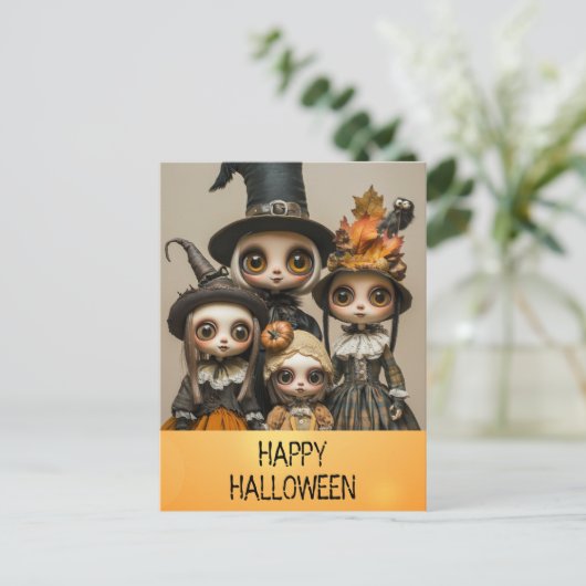 ハッピーハローウィン不気味アニメガール ポストカード (スタンド正面)