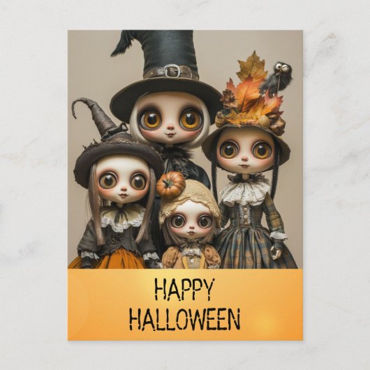ハッピーハローウィン不気味アニメガール ポストカード (正面)