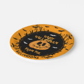 ハッピーハローウィン不気味カボチャ彫刻パーティー ペーパープレート (アングル)