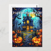 ハッピーハローウィン不気味カボチャ ポストカード (正面/裏面)